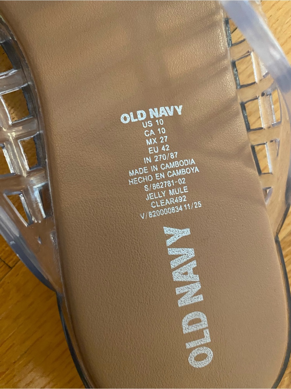 Old Navy Clear Grid Jelly Slide Mules with Tan Insole - Picture 4 of 4